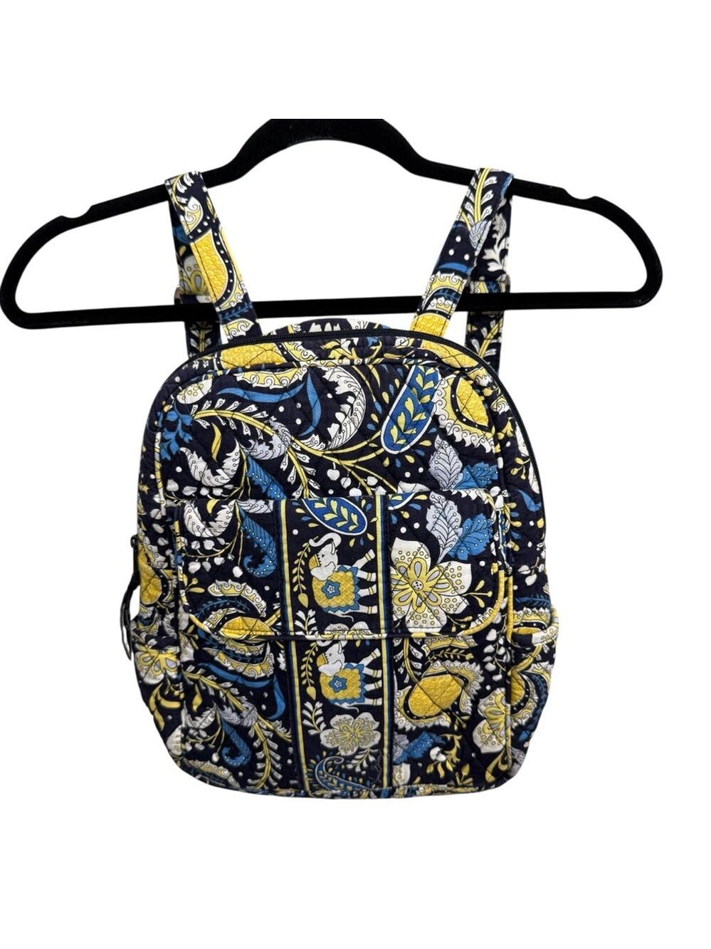 Vera Bradley Quilted Cotton Mini Backpack Navy Yellow Floral